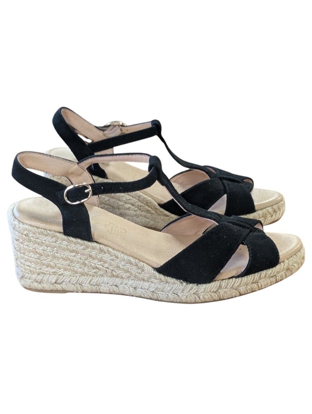 Fosco Espadrille Wedge Sandals Black Size 39 - Picture 2 of 11